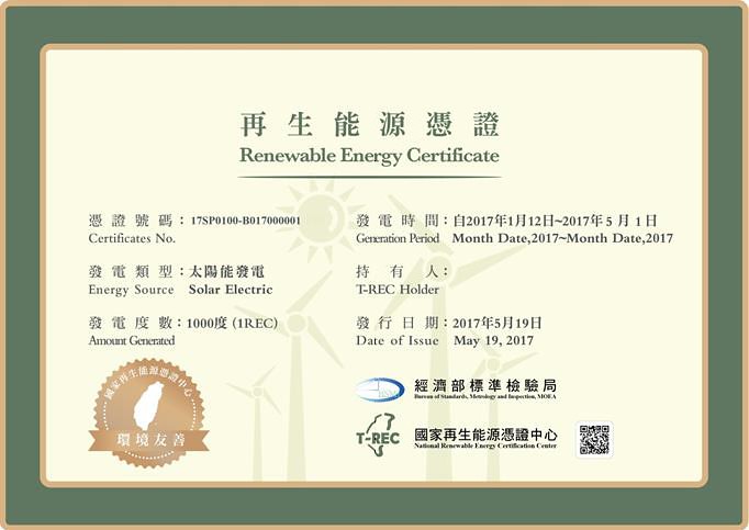 綠電憑證範例