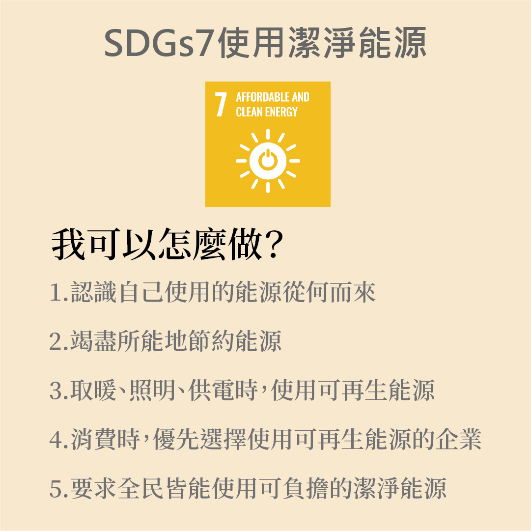 SDGs 7 . Affordable And Clean Energy 可負擔的潔淨能源