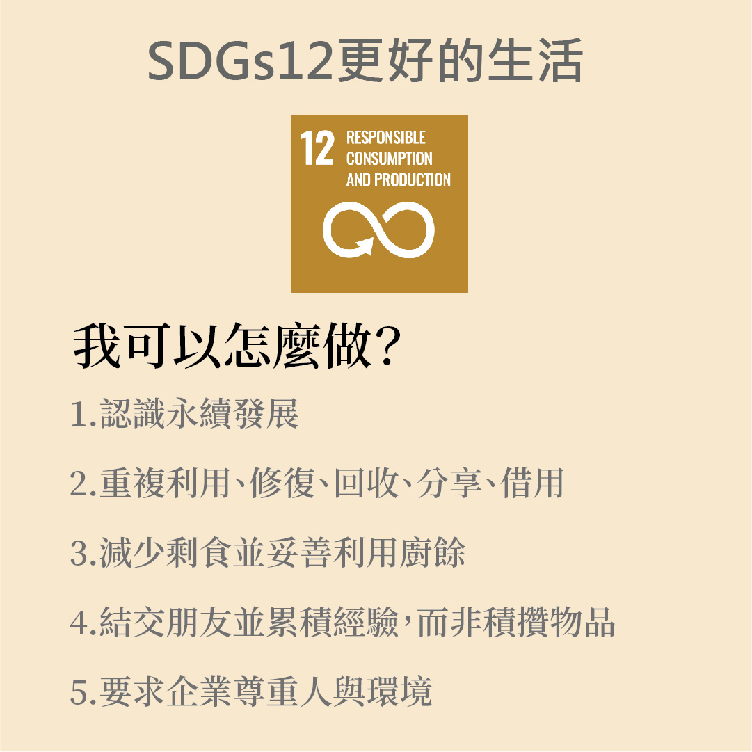 SDGs 12 . Responsible Consumption And Production 責任消費及生產